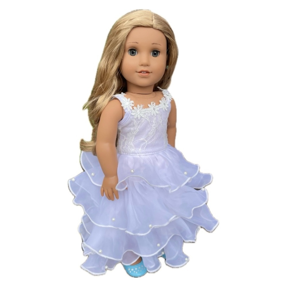 American Girl Doll Sized White Formal Dress for 18-inch Dolls